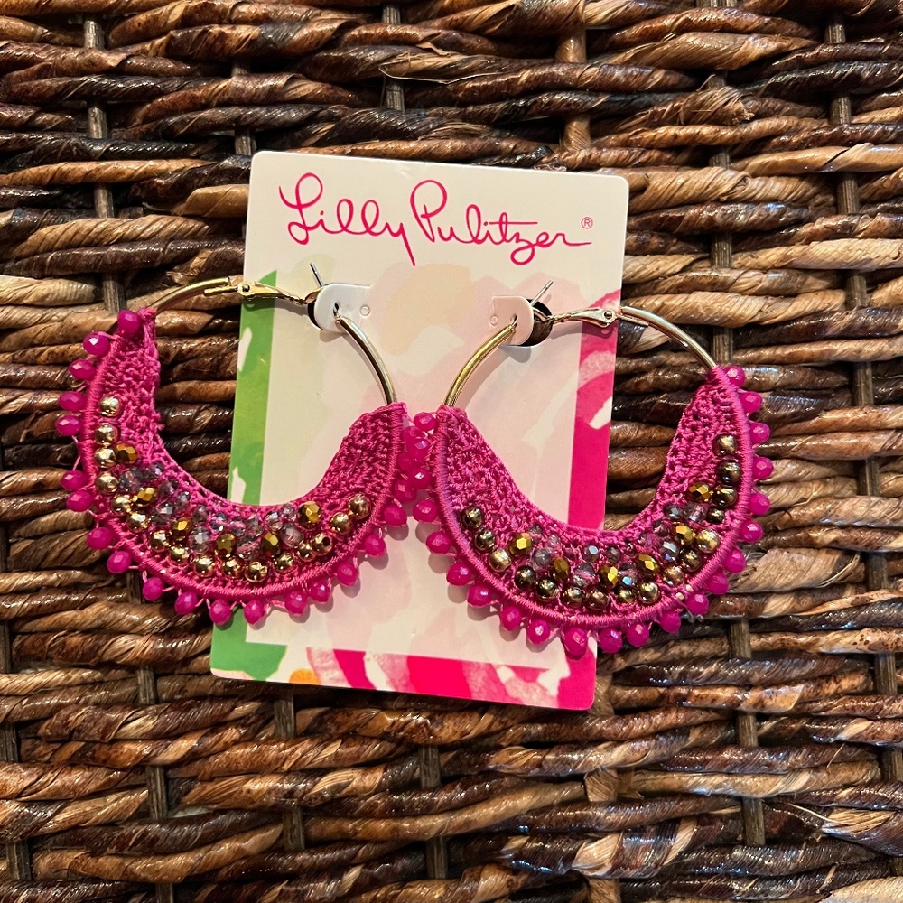 Lilly Pulitzer Hot Pink Earrings, NWT